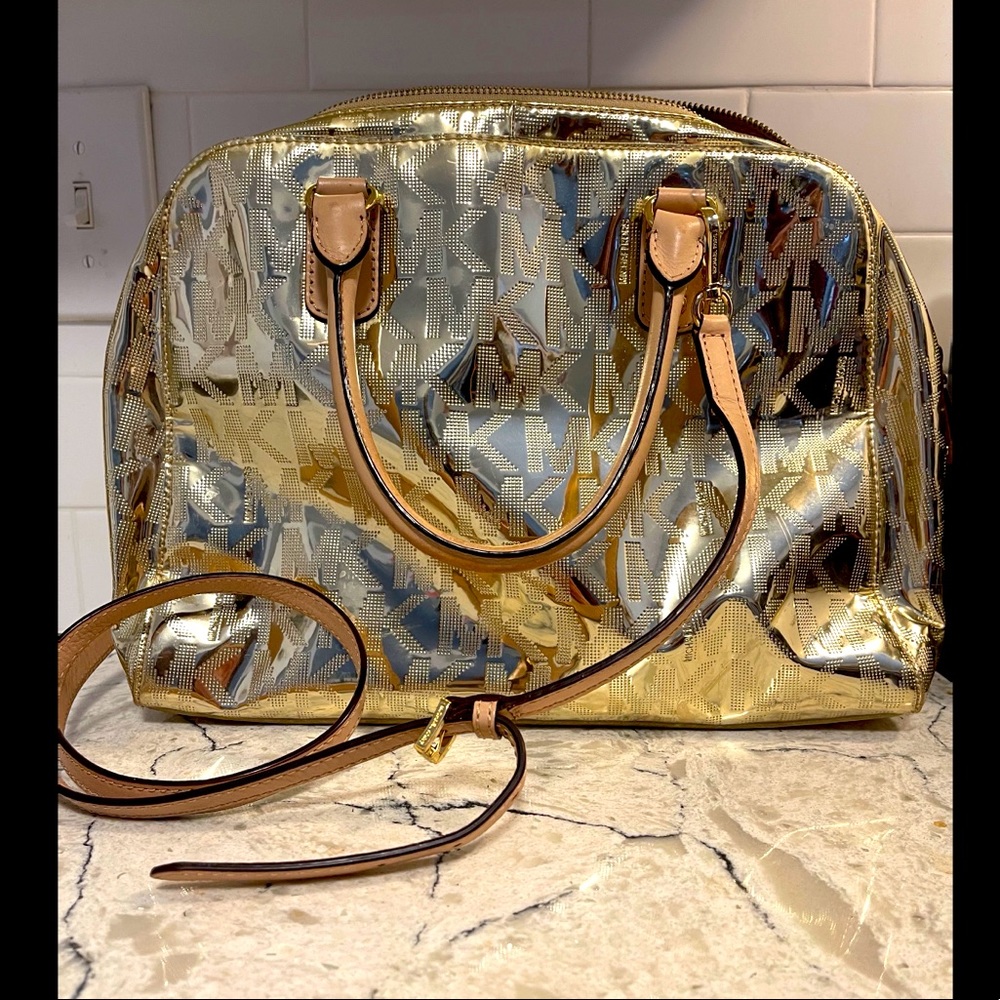 Michael Kors gold metallic handbag